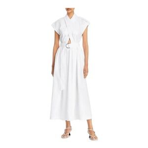 Derek Lam 10 Crosby Celeste Wrap Effect Cutout Poplin Maxi White Size 6 New